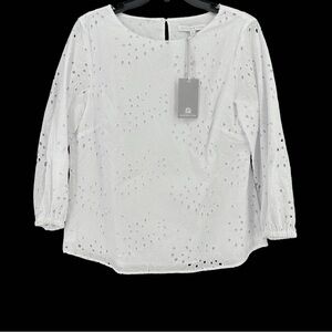 New Preston & York White Eyelet Blouse